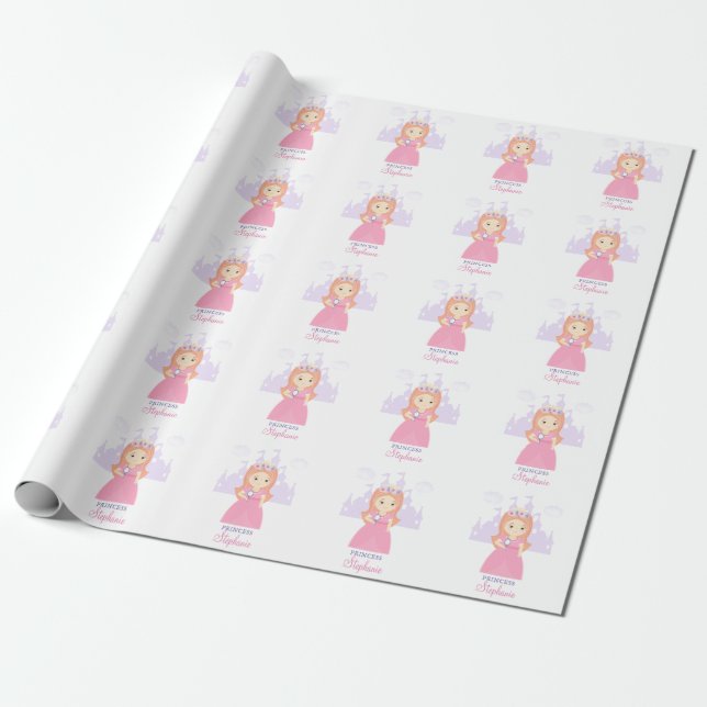 Princess and Her Magical Mirror Wrapping Paper (Unrolled)
