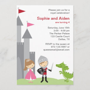 Princess and Knight Birthday Invitations