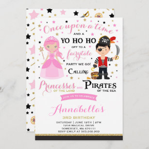 Princess And Pirate Birthday Invitation
