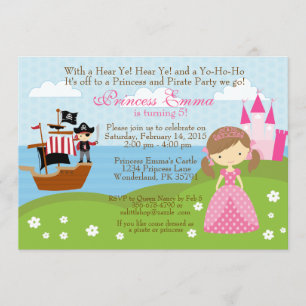 Princess and Pirate birthday invitation