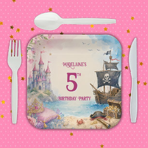 Princess And Pirate Birthday Party Paper Plate