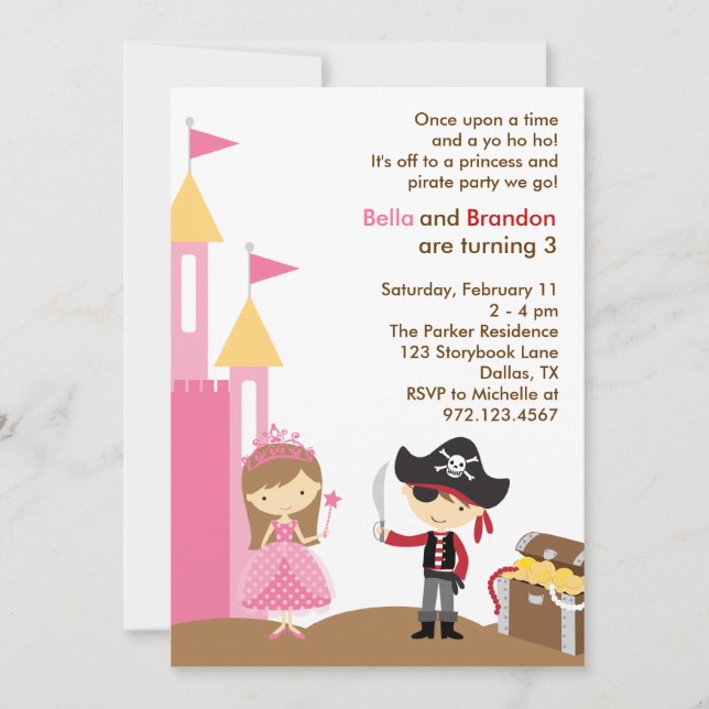 Princess and Pirate Invitation (Front)