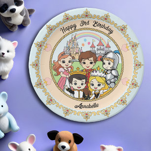 Princess and Prince Fairytale Castle Cute Cartoon Paper Plate