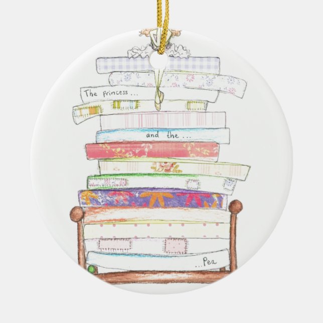 princess and the pea ceramic tree decoration (Front)