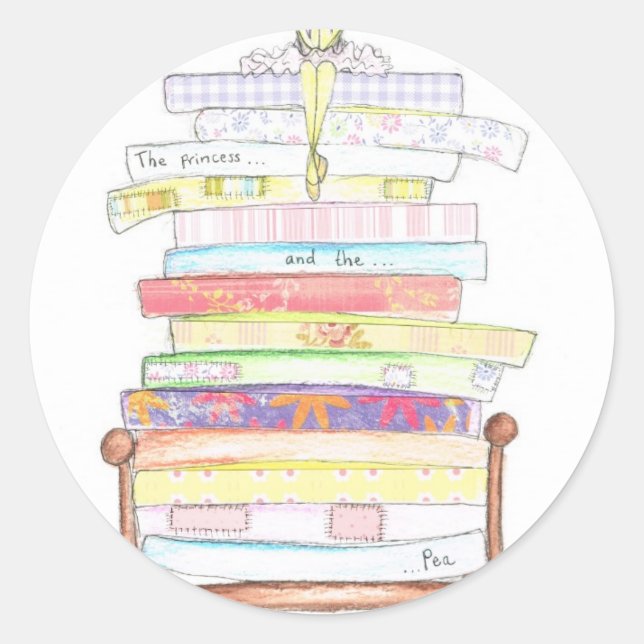 princess and the pea classic round sticker (Front)