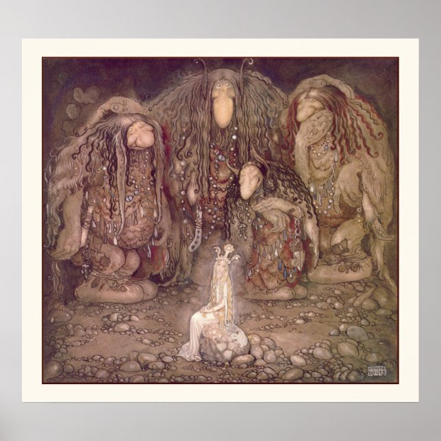 Princess and the Trolls by John Bauer Poster (Front)