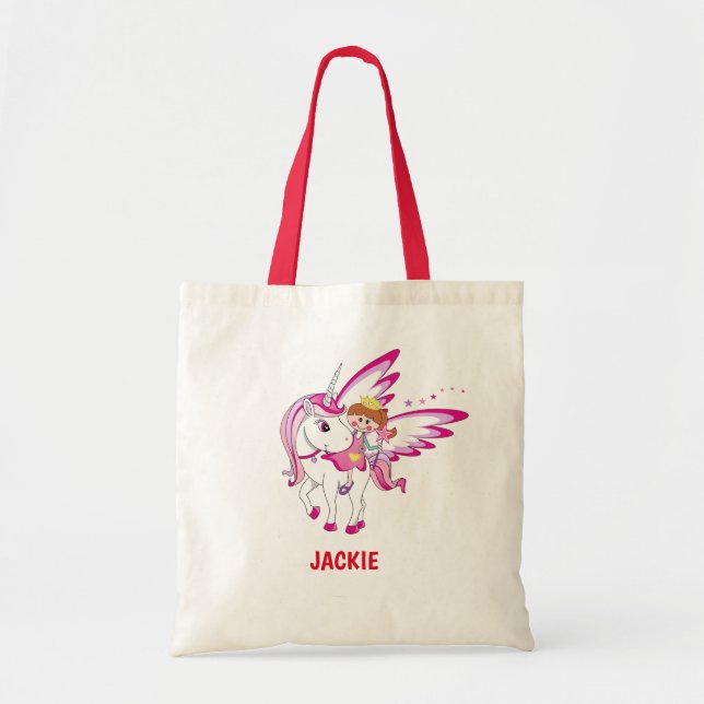 Princess and Unicorn Halloween Tote Bag (Front)