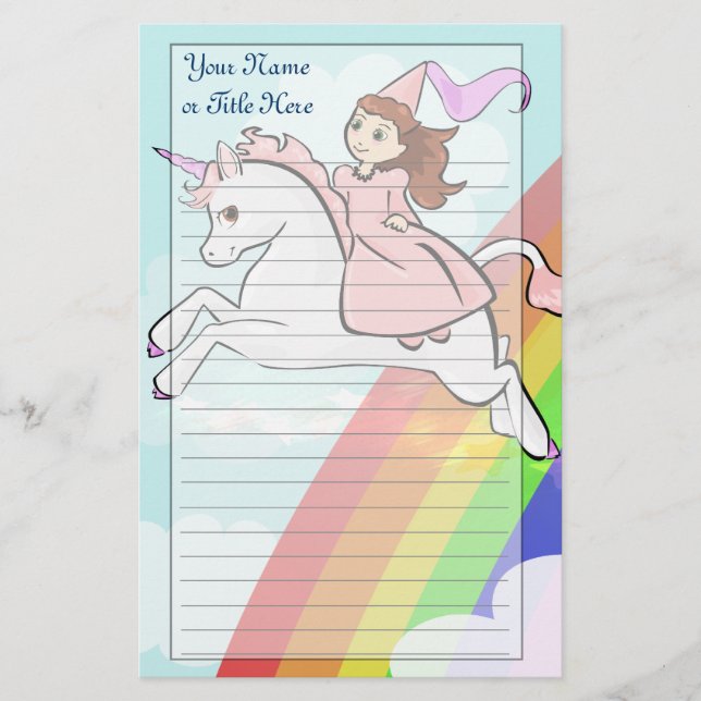 Princess and Unicorn Stationery (Front)