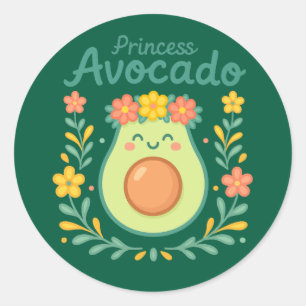 Princess Avocado Classic Round Sticker