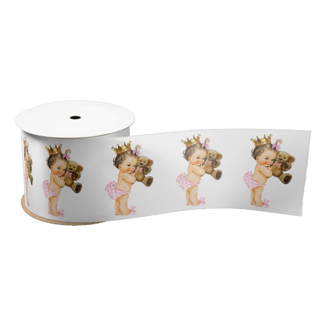 Princess Baby Girl Teddy Bear Baby Shower Satin Ribbon (Spool)