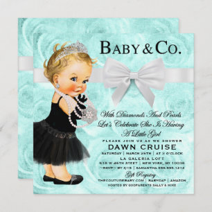 Princess Baby Shower Blue Watercolor Invitation