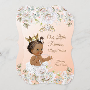 Princess Baby Shower Coral Peach White Ethnic Invitation