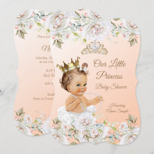 Princess Baby Shower Coral Peach White Invitation