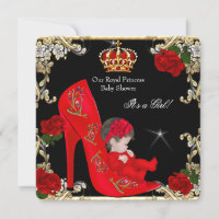 Princess Baby Shower Girl Gold Red Rose Shoe 4a
