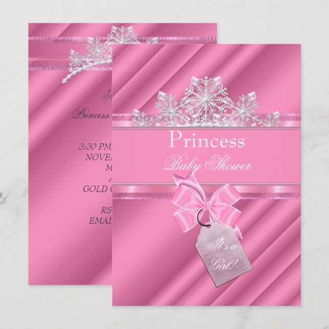 Princess Baby Shower Girl Pink "It's a Girl" Invitation (Front/Back)