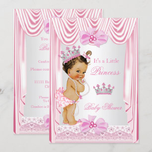 Princess Baby Shower Girl Pink Silk Invitation