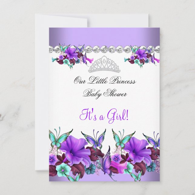 Princess Baby Shower Girl Purple Teal Blue 3a Invitation (Front)