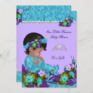 Princess Baby Shower Girl Teal Blue Purple Invitation