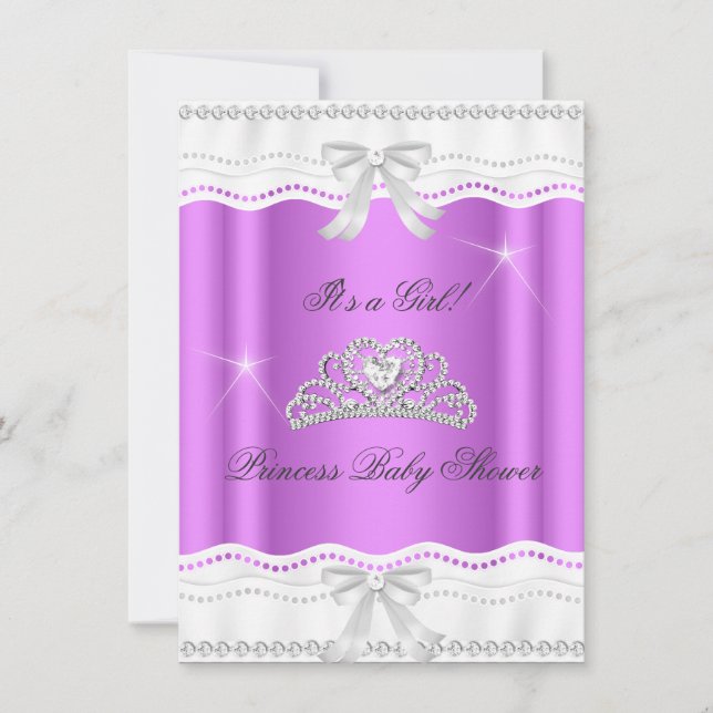Princess Baby Shower Girl Tiara Lace Invitation (Front)
