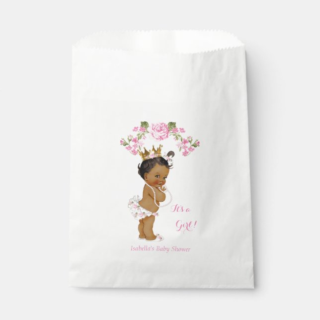 Princess Baby Shower Girl White Pink Ethnic Favour Bags (Front)