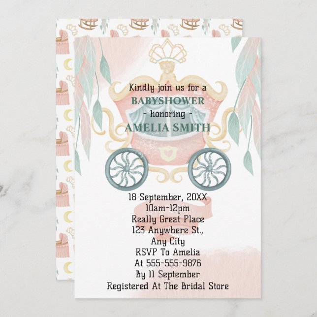 Princess Baby Shower   Invitation (Front/Back)