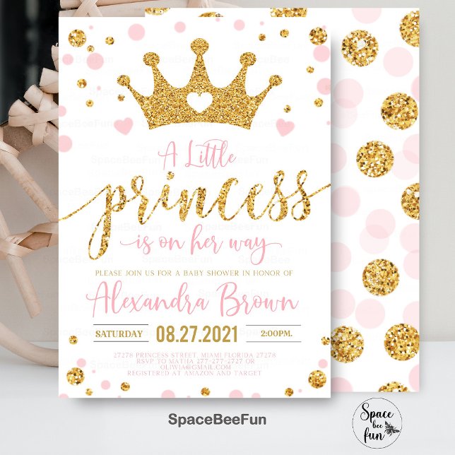 Princess Baby Shower Invitation, Little Princess Invitation (Princess Baby Shower Invitation, Pink and Gold Little Princess Invitations, Princess invites)