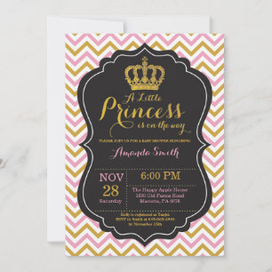 Princess Baby Shower Invitation Pink and Gold