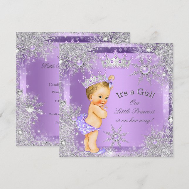 Princess Baby Shower Lilac Wonderland Blonde Baby Invitation (Front/Back)
