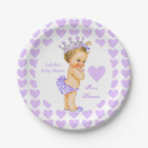 Princess Baby Shower Party Purple Heart Blonde
