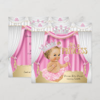 Princess Baby Shower Pink White Gem Gold Blonde