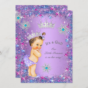 Princess Baby Shower Purple Teal Blue Pink Invitation