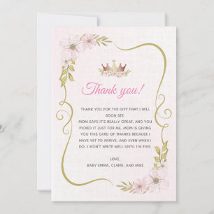 Princess Baby Shower Thank You Card