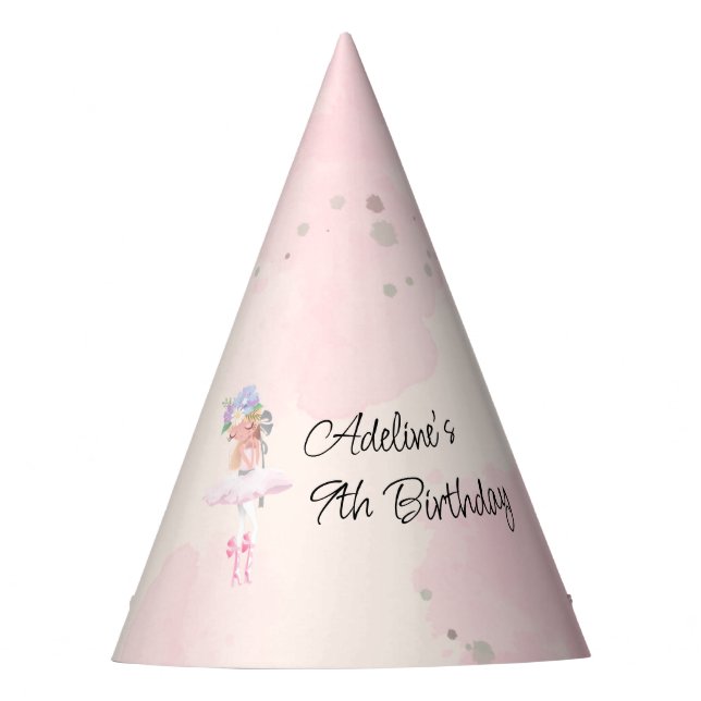 Princess Ballerina Birthday Party Hat (Front)