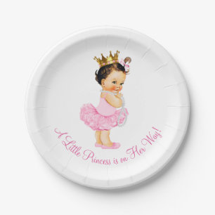 Princess Ballerina Tutu Pearls Baby Shower Paper Plate