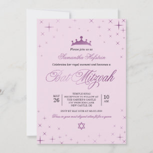 Princess Bat Mitzvah Invitation Royal Crown