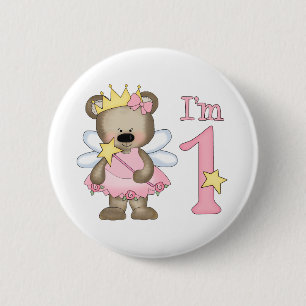 Princess Bear 1st Birthday 6 Cm Round Badge