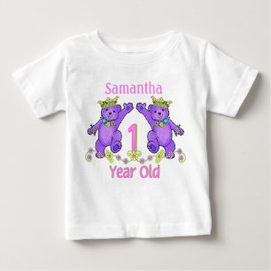 Princess Bears 1st Birthday Custom Name Baby T-Shirt