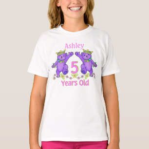 Princess Bears 5th Birthday Custom Name T-Shirt