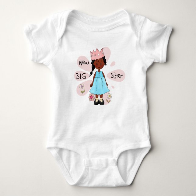 Princess Big Sister African American Baby Bodysuit (Front)
