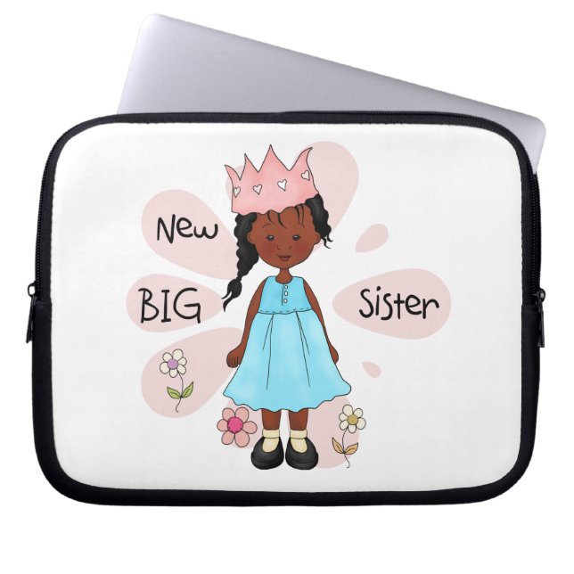 Princess Big Sister African American Laptop Sleeve (Front)