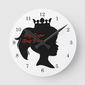 Princess Big Sister Best Friend Round Clock