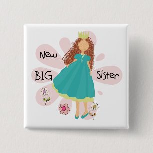 Princess Big Sister Brown Hair 15 Cm Square Badge