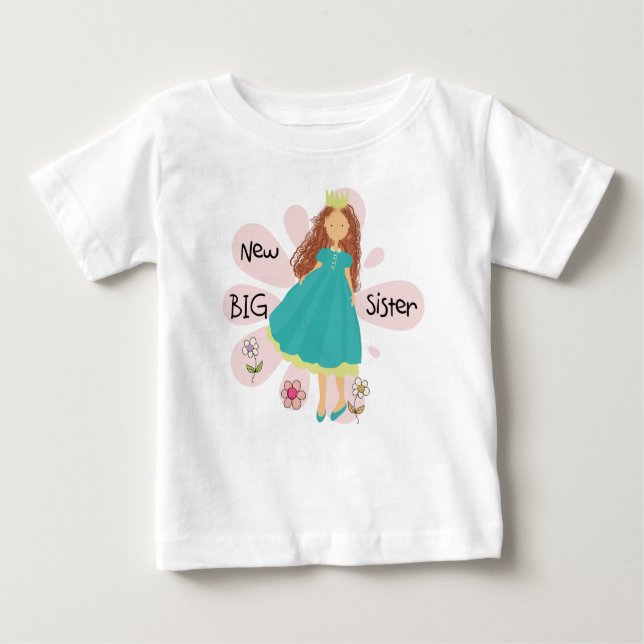 Princess Big Sister Brown Hair Baby T-Shirt (Front)