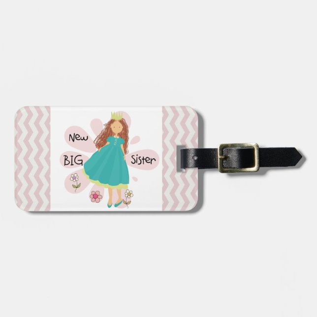 Princess Big Sister Brown Hair Luggage Tag (Front Horizontal)