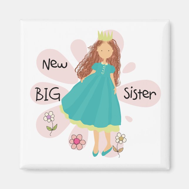 Princess Big Sister Brown Hair Magnet (Front)