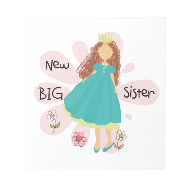 Princess Big Sister Brown Hair Notepad (Front)