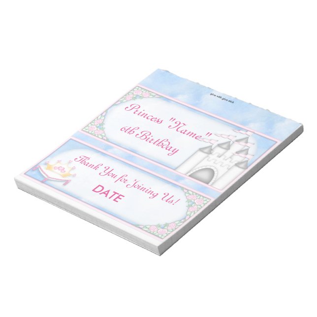 Princess Birthday Candy Bar Wrapper Party Favour Notepad (Rotated)