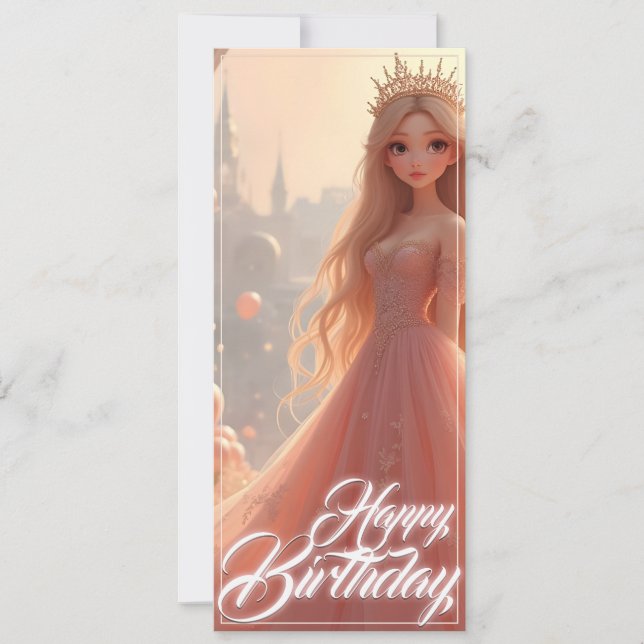 Princess Birthday Card in Pink (Front)