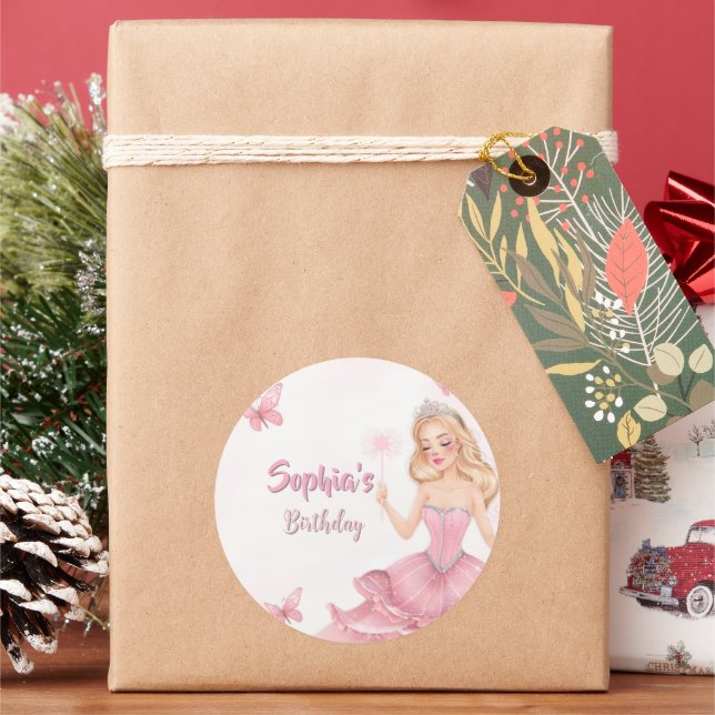 Princess Birthday Classic Round Sticker (Holiday)