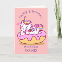 Princess Birthday Cute Unicorn Card